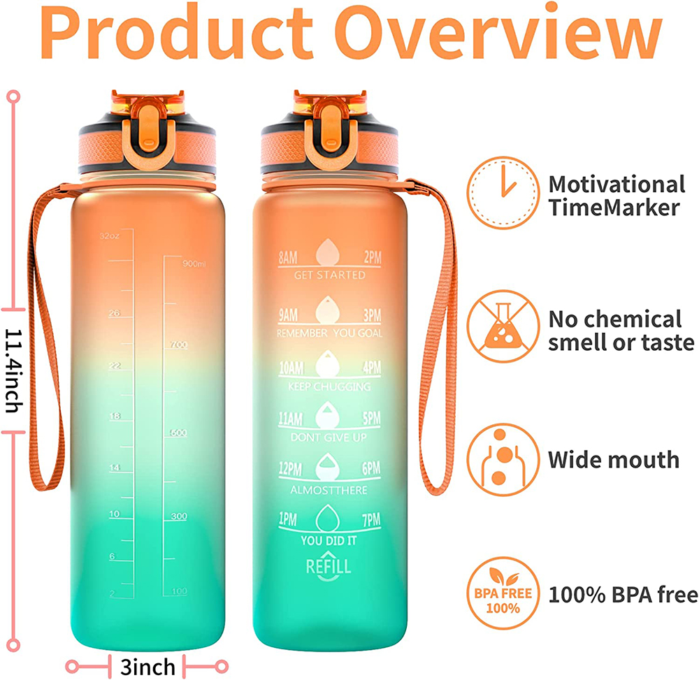 Motivational Sport Water Bottl - Smart Water Bottle Tracker ulasan dan harga