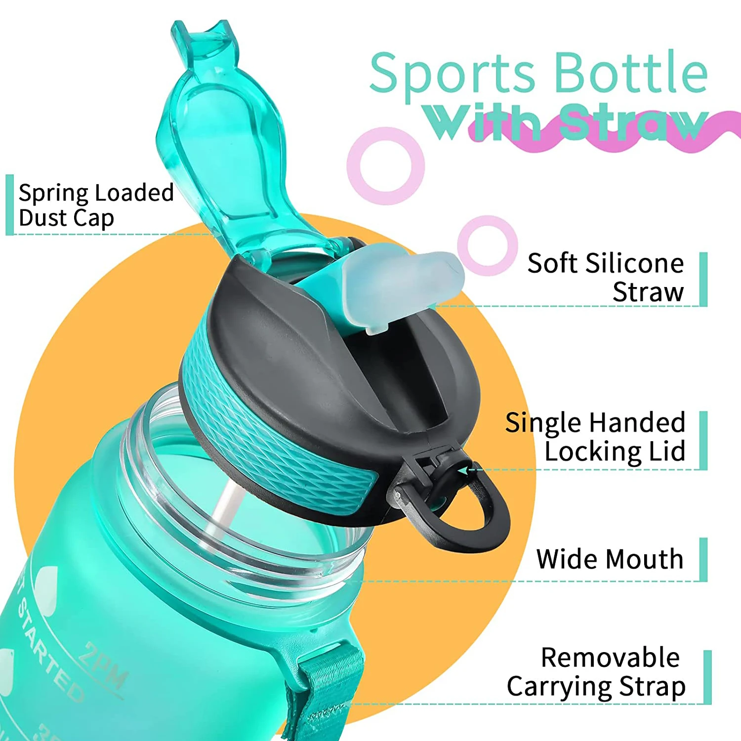 1L Sports Water Bottle with St - Smart Water Bottle Tracker ulasan dan harga