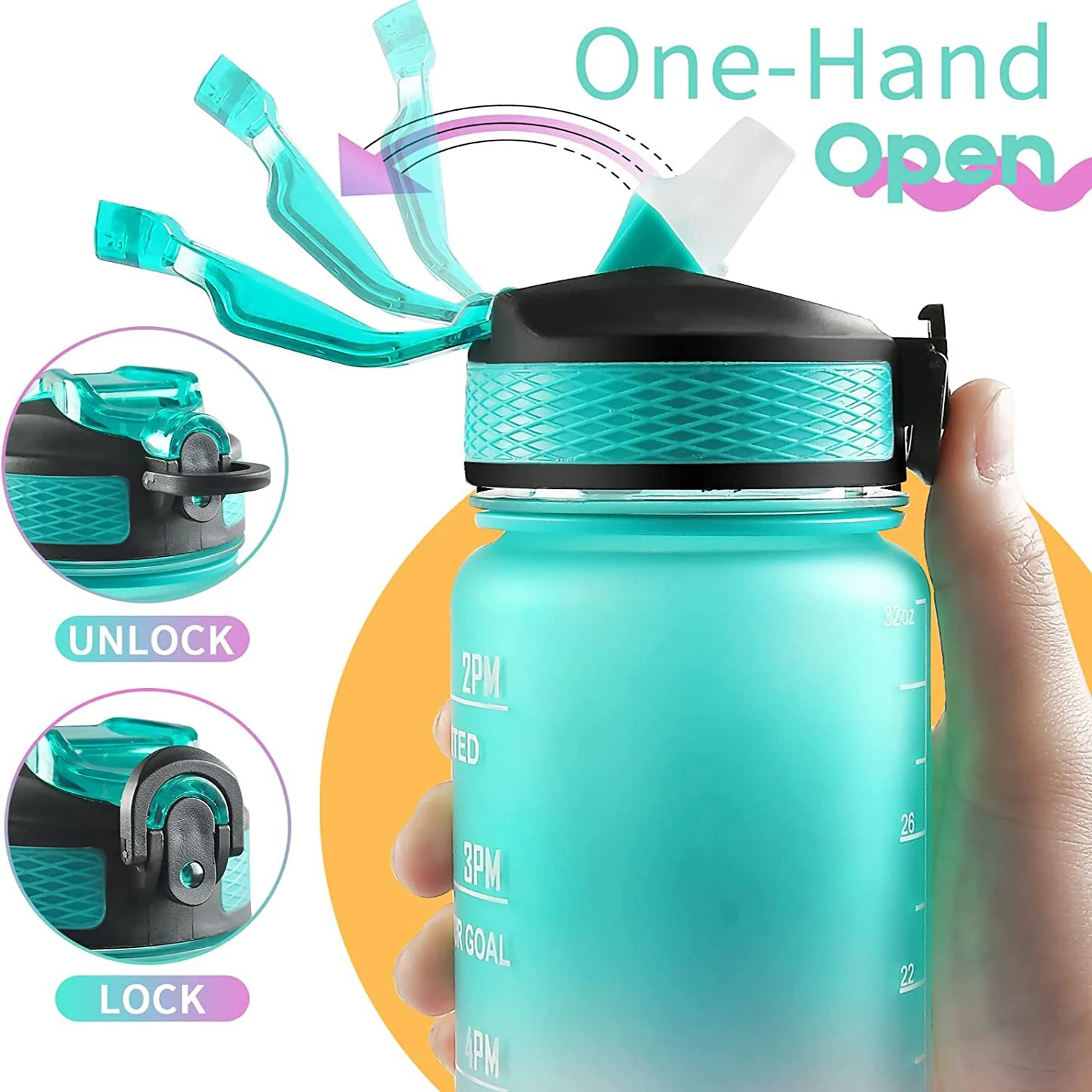 1L Sports Water Bottle with St - Smart Water Bottle Tracker ulasan dan harga